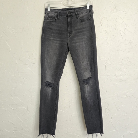 MOTHER The Looker Ankle Fray Black Gray Jeans, 27